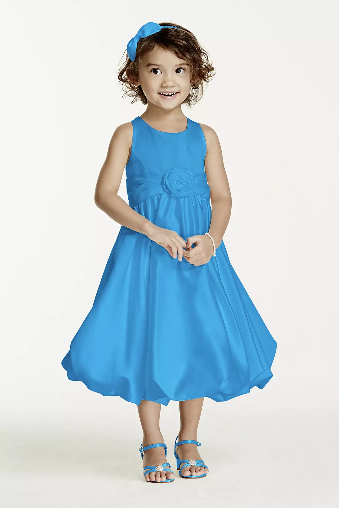 Satin Tank Bubble Dress with Flower Detail - Image 70