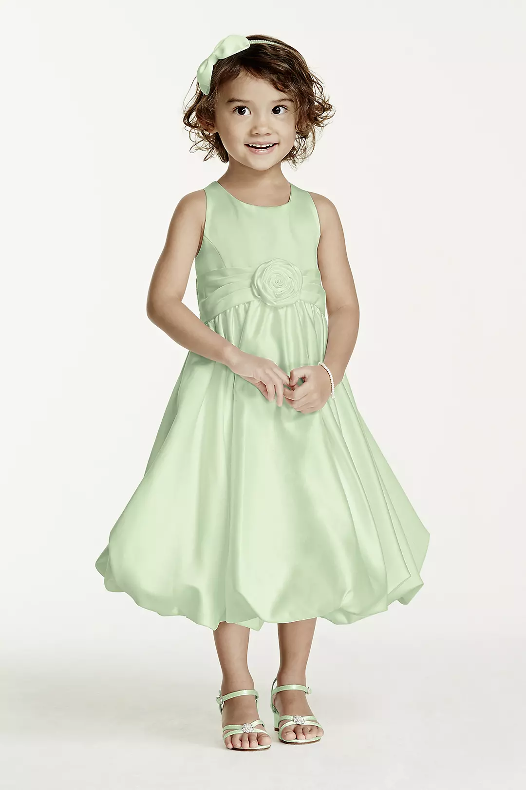 Satin Tank Bubble Dress with Flower Detail - Image 72