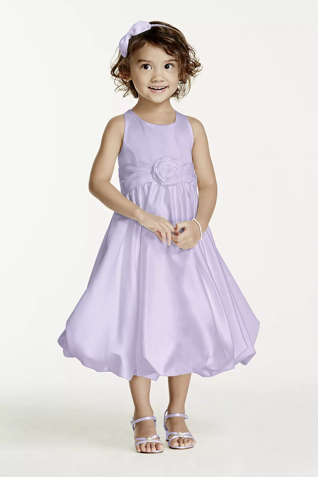 Satin Tank Bubble Dress with Flower Detail - Image 85