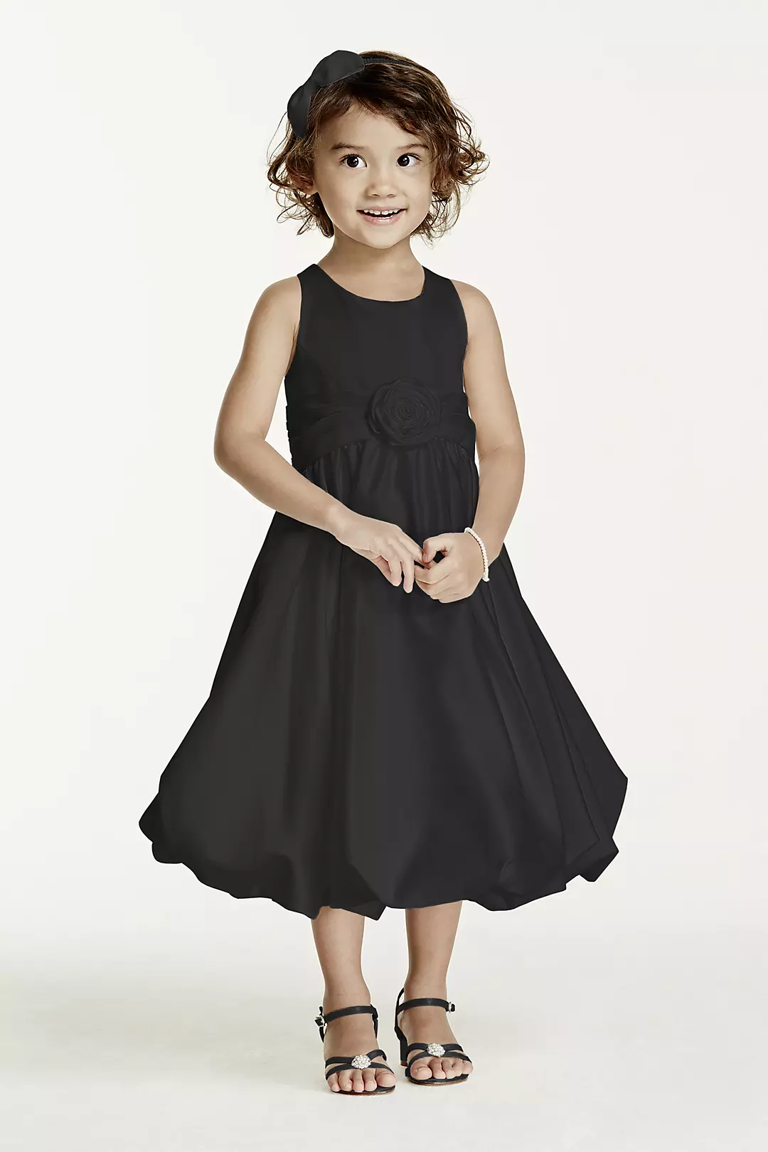Satin Tank Bubble Dress with Flower Detail - Image 87