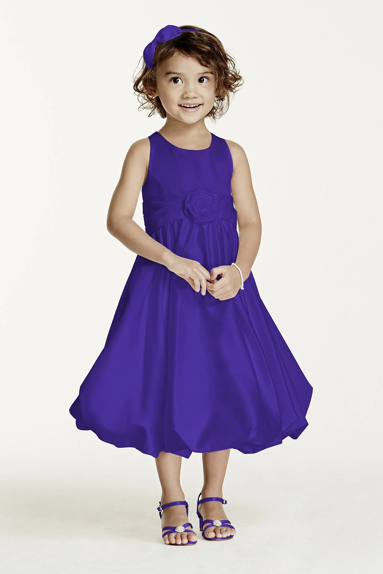 Satin Tank Bubble Dress with Flower Detail - Image 9