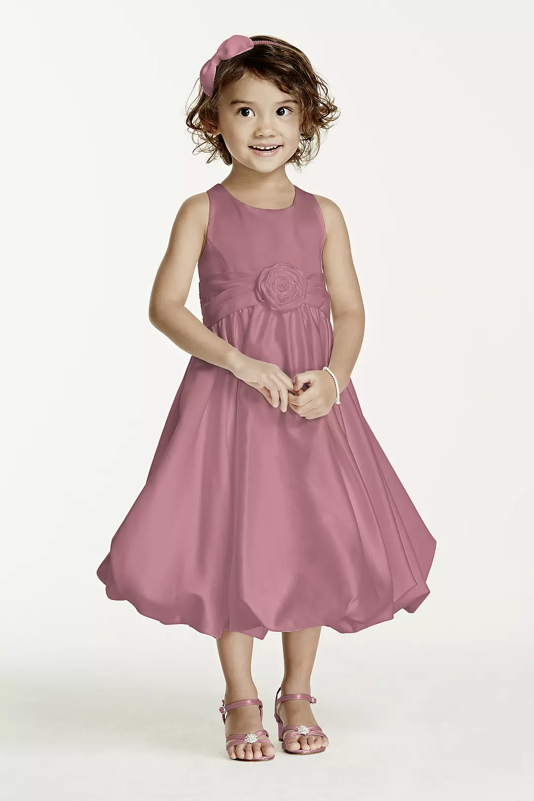 Satin Tank Bubble Dress with Flower Detail - Image 92