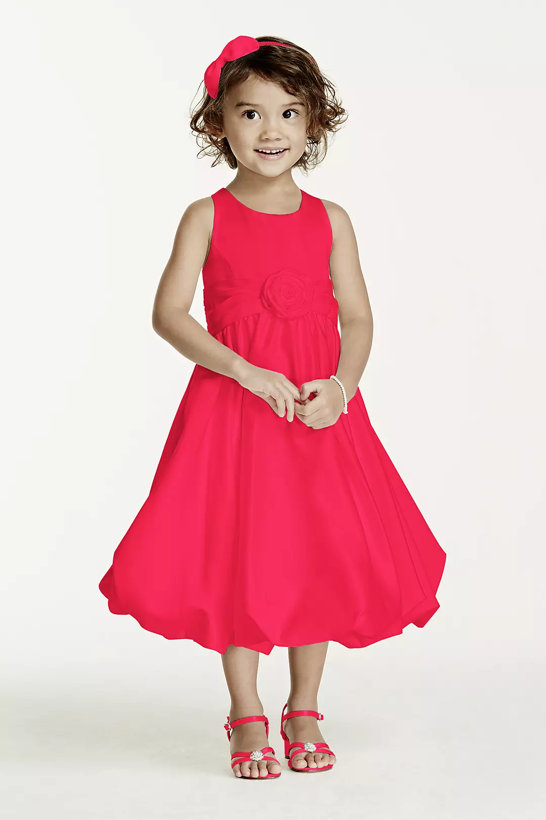 Satin Tank Bubble Dress with Flower Detail - Image 93