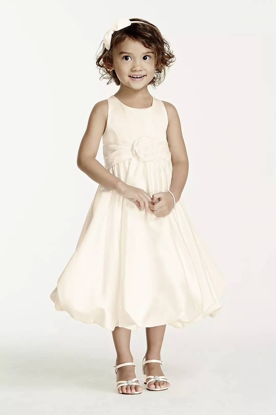 Satin Tank Bubble Dress with Flower Detail - Image 94