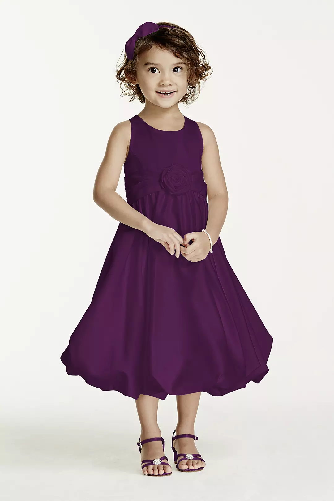 Satin Tank Bubble Dress with Flower Detail - Image 95