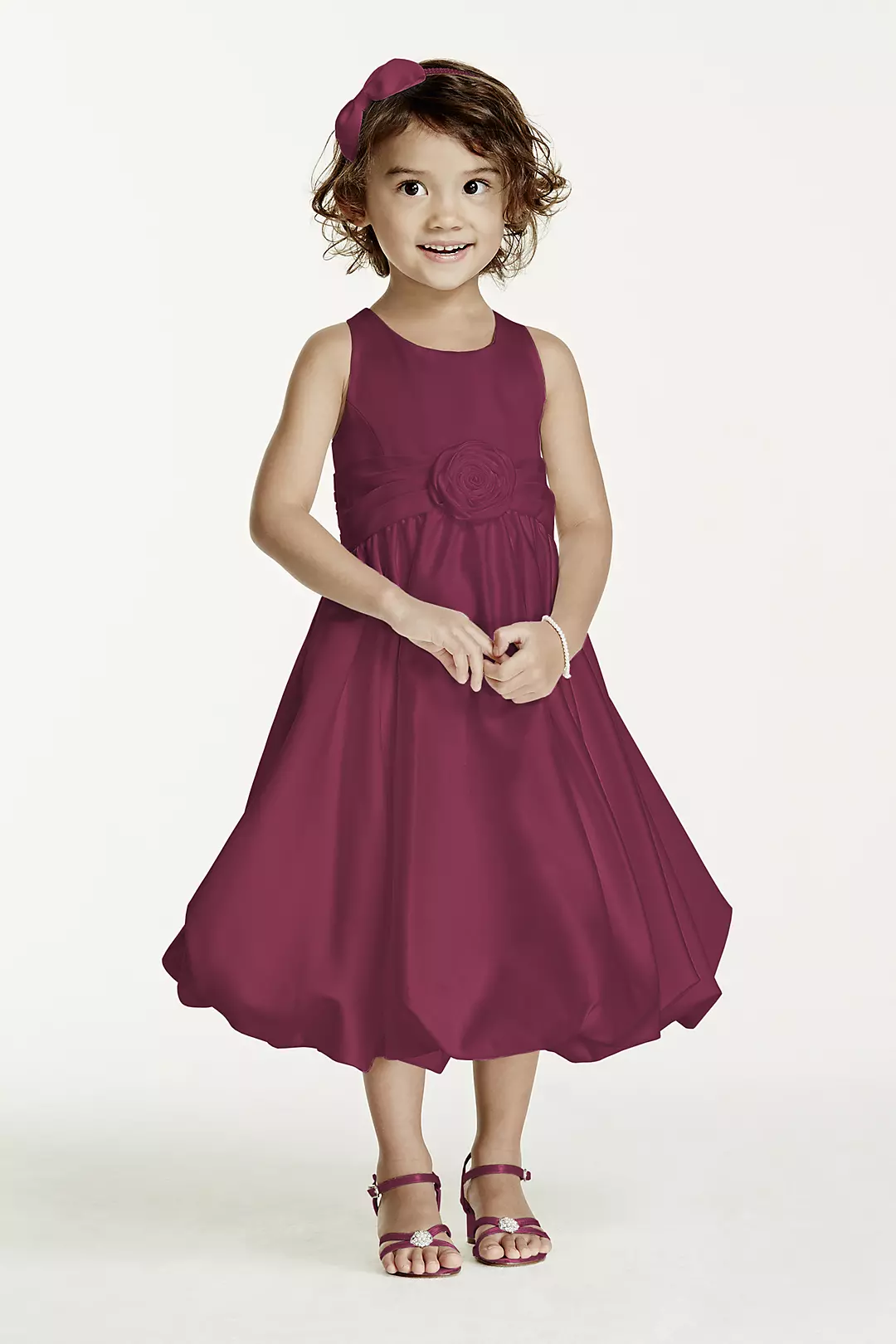 Satin Tank Bubble Dress with Flower Detail - Image 96
