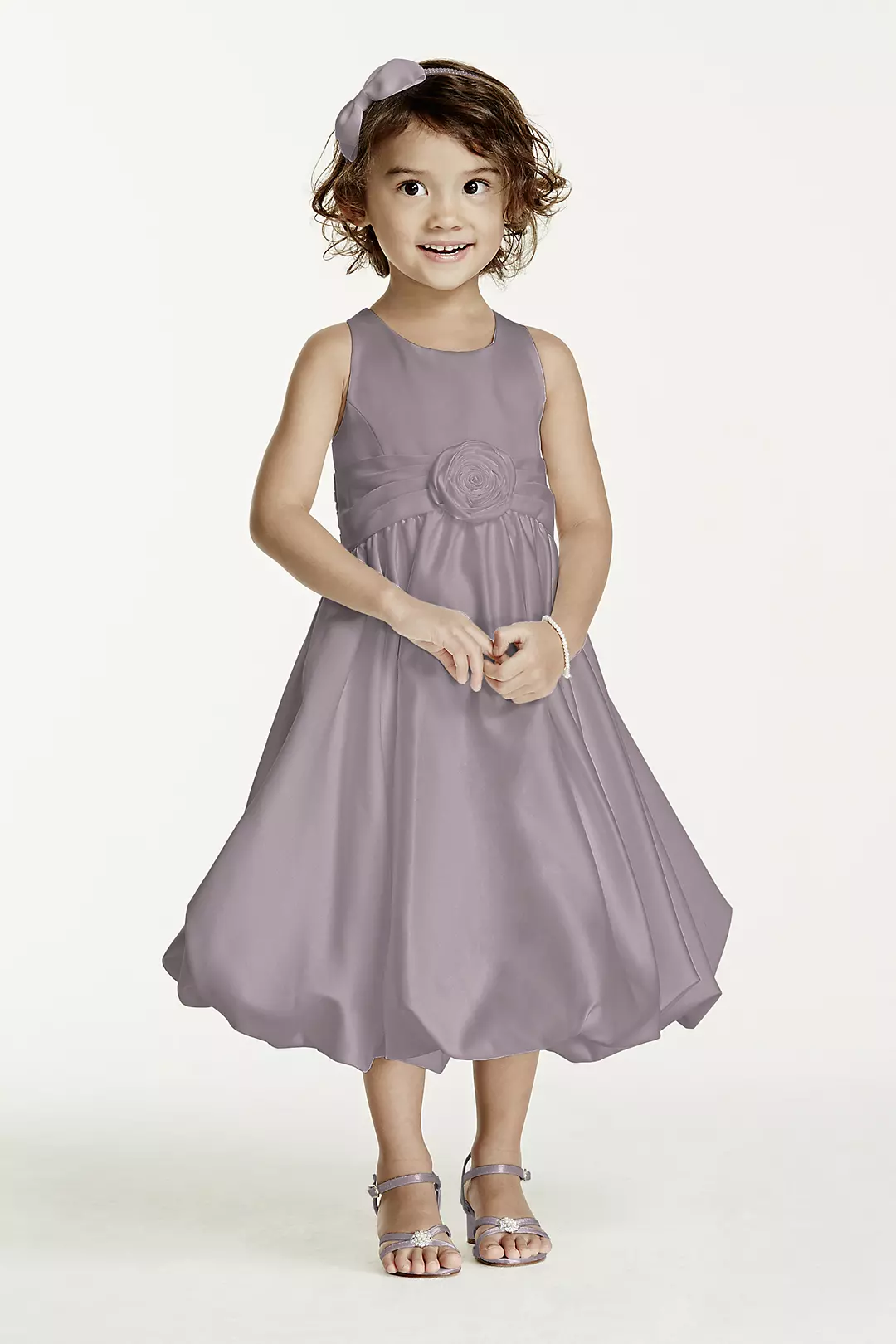 Satin Tank Bubble Dress with Flower Detail - Image 99