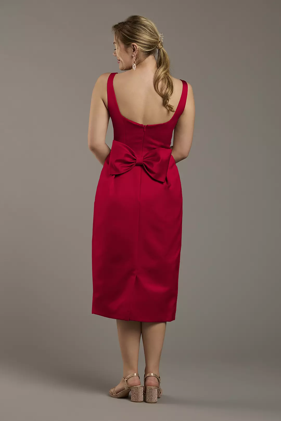 Satin Tank Midi Dress with Bow Back - Image 7