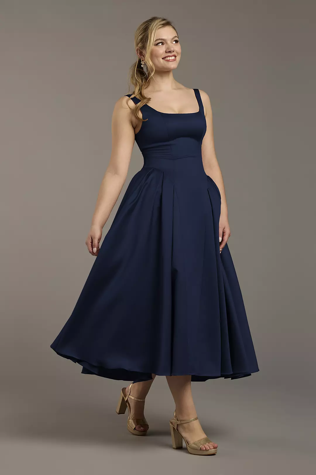 Satin Tank Tea-Length Dress - Image 6