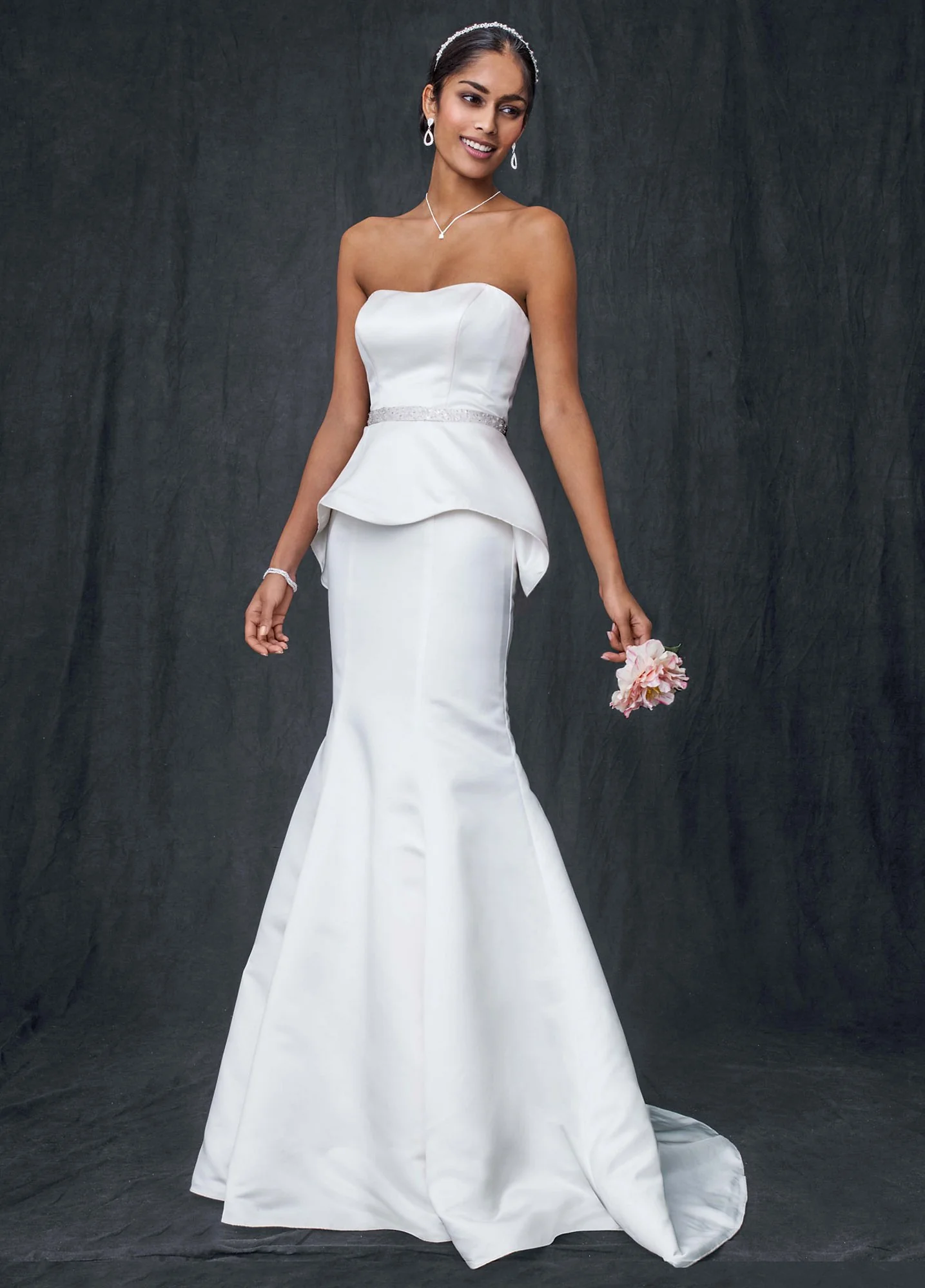 Satin Trumpet Wedding Gown with Beaded Waist