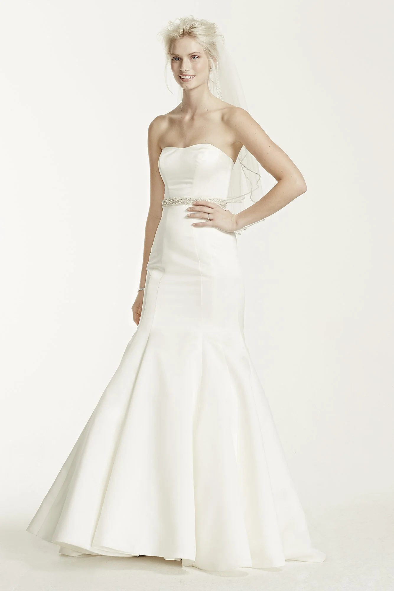 Satin Wedding Dress with Seam Detail - Image 4