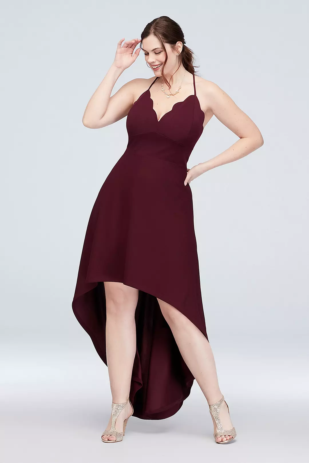 High-Low Scalloped Plus Size Spaghetti Strap Dress - Image 6