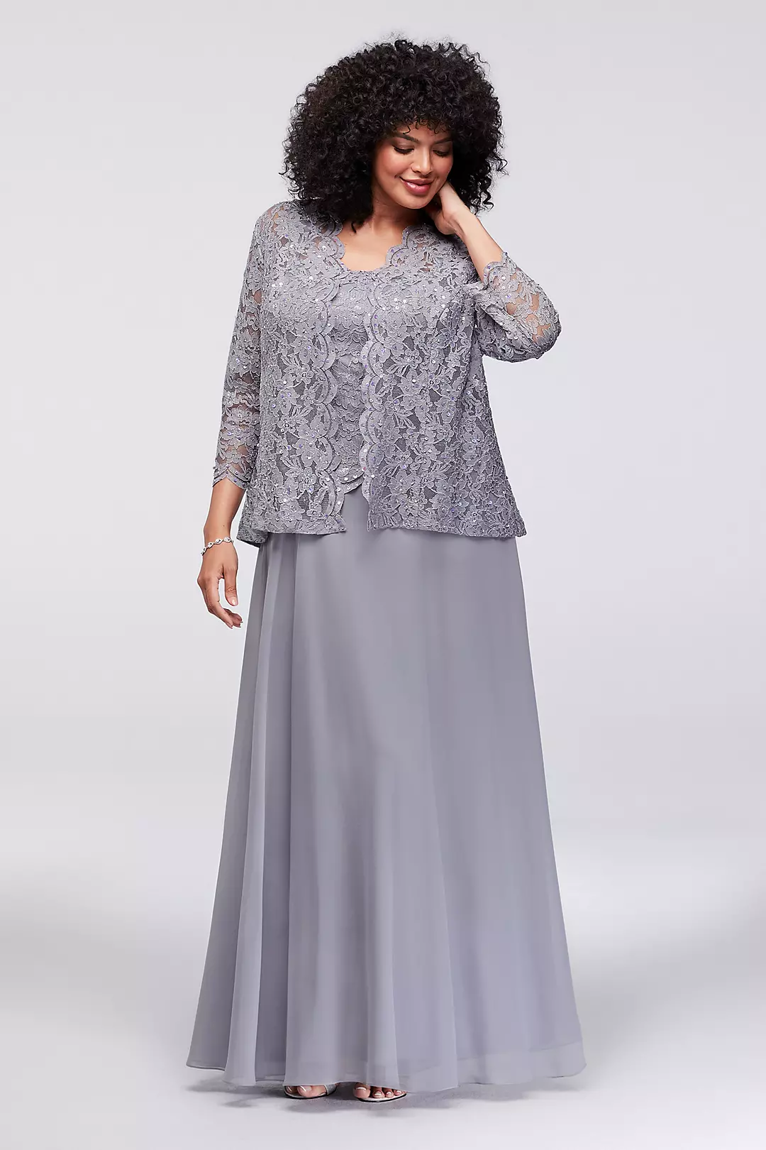 Scalloped Lace Plus Size Tank Dress and Jacket - Image 3