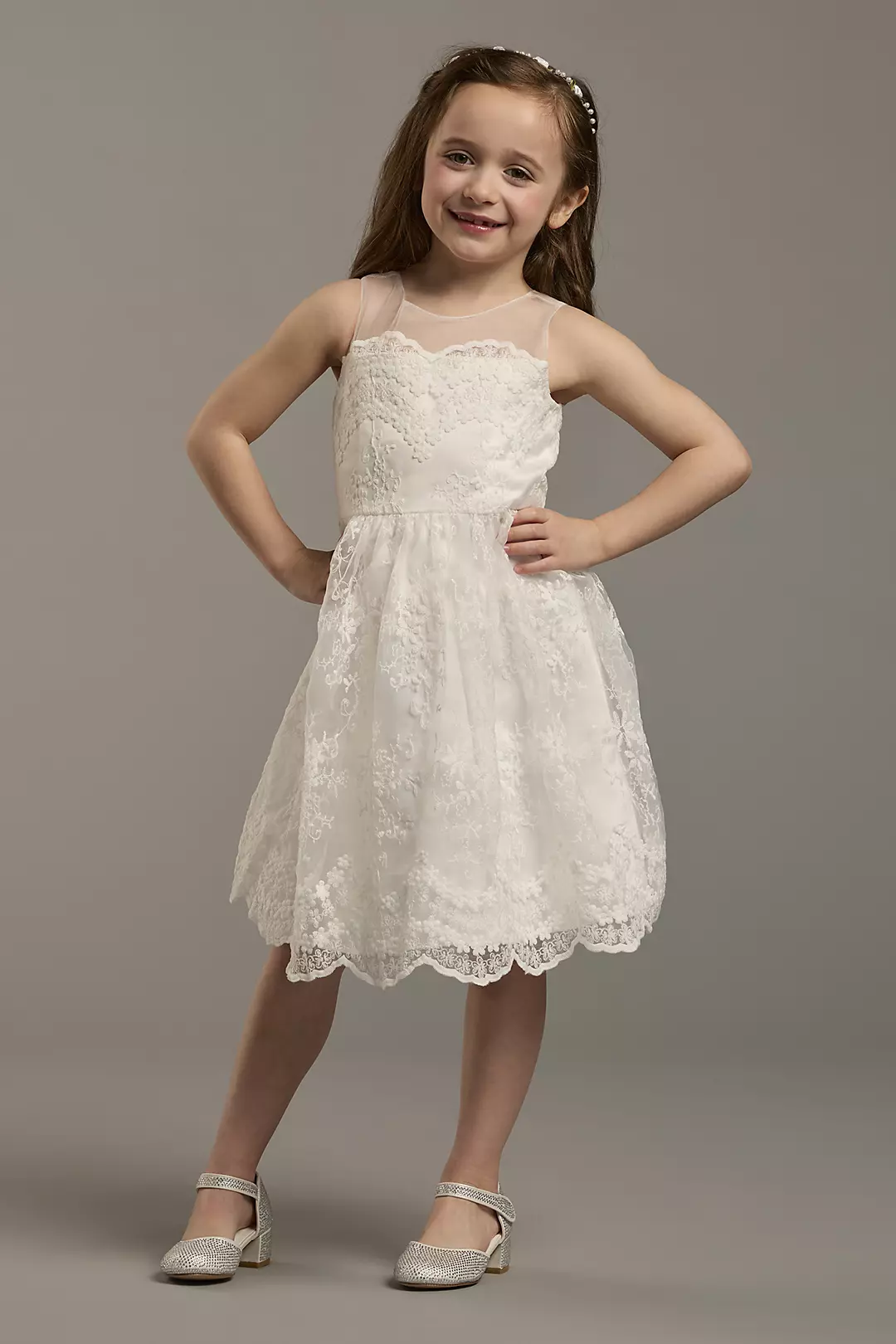 Scalloped Lace Sleeveless Flower Girl Dress - Image 3