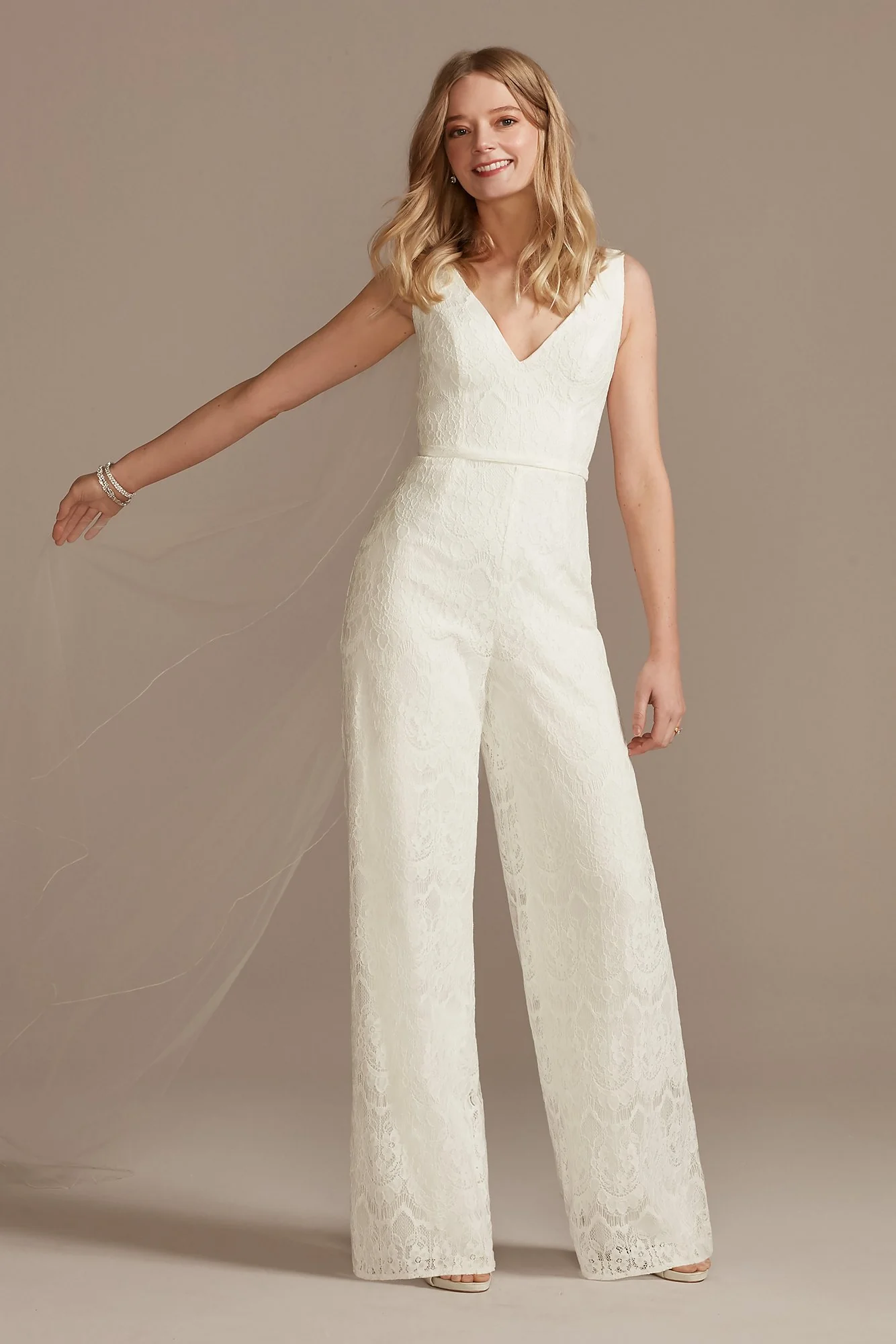 Scalloped Lace V-Neck Tank Wide-Leg Jumpsuit - Image 2