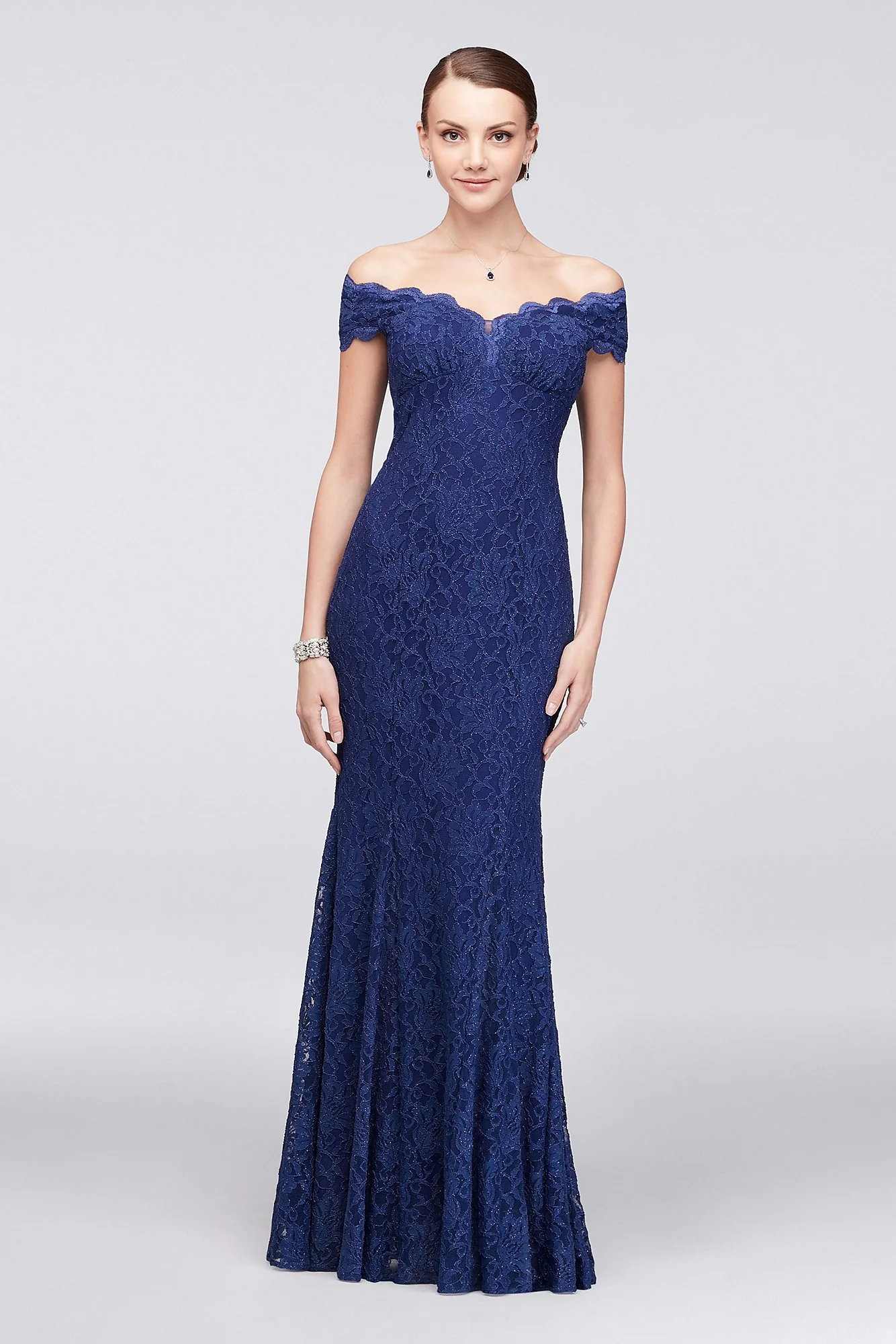 Scalloped Off-the-Shoulder Lace Mermaid Dress - Image 2