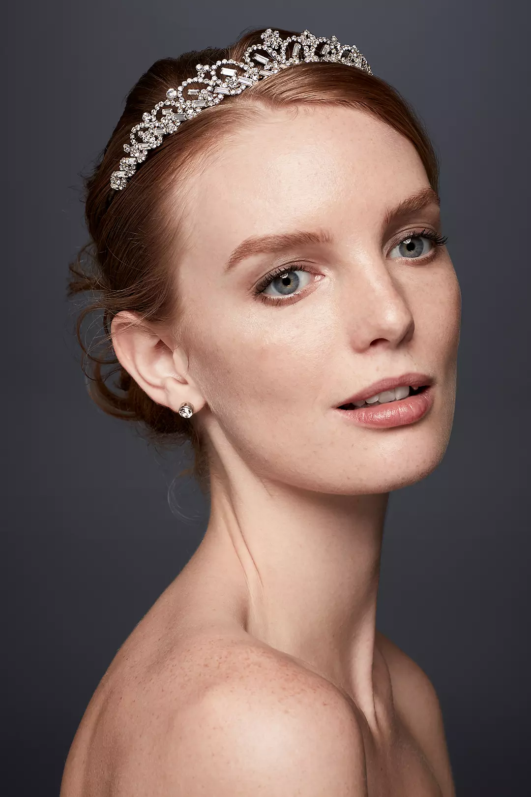 Scalloped Rhinestone Tiara with Baguettes - Image 2