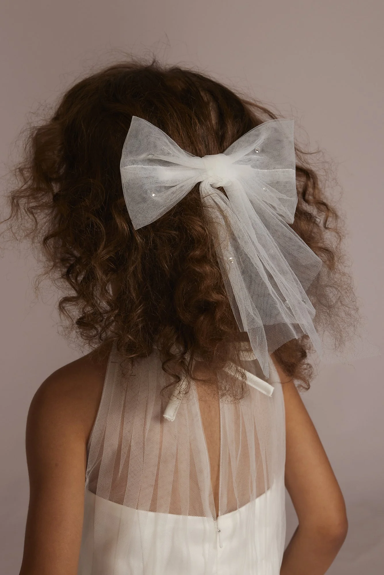 Scattered Rhinestone Flower Girl Hair Bow