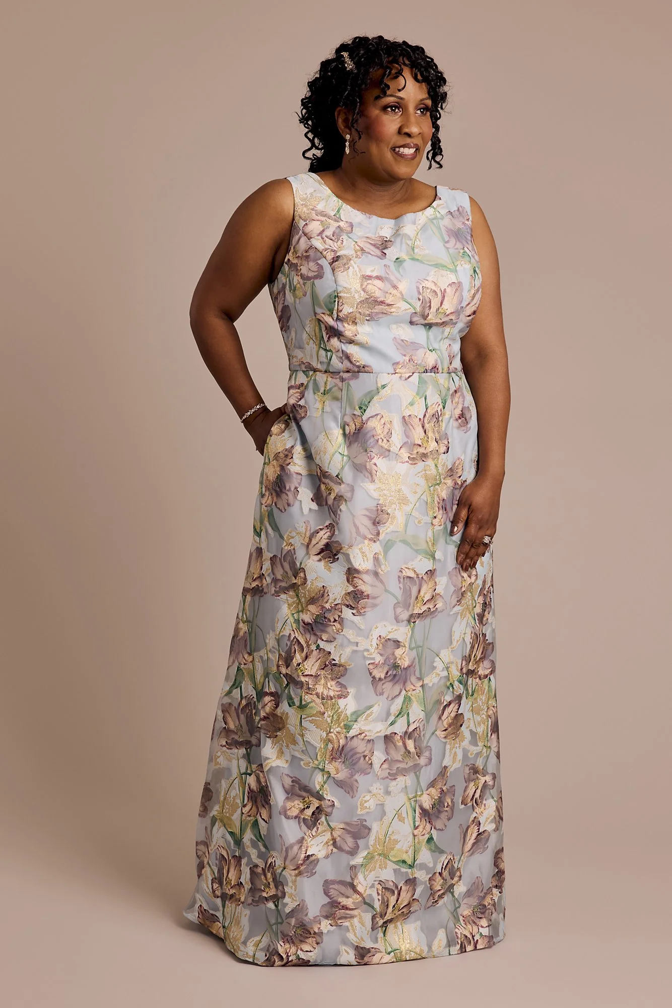 Scoop Neck Floral Print A-Line Dress - Image 2