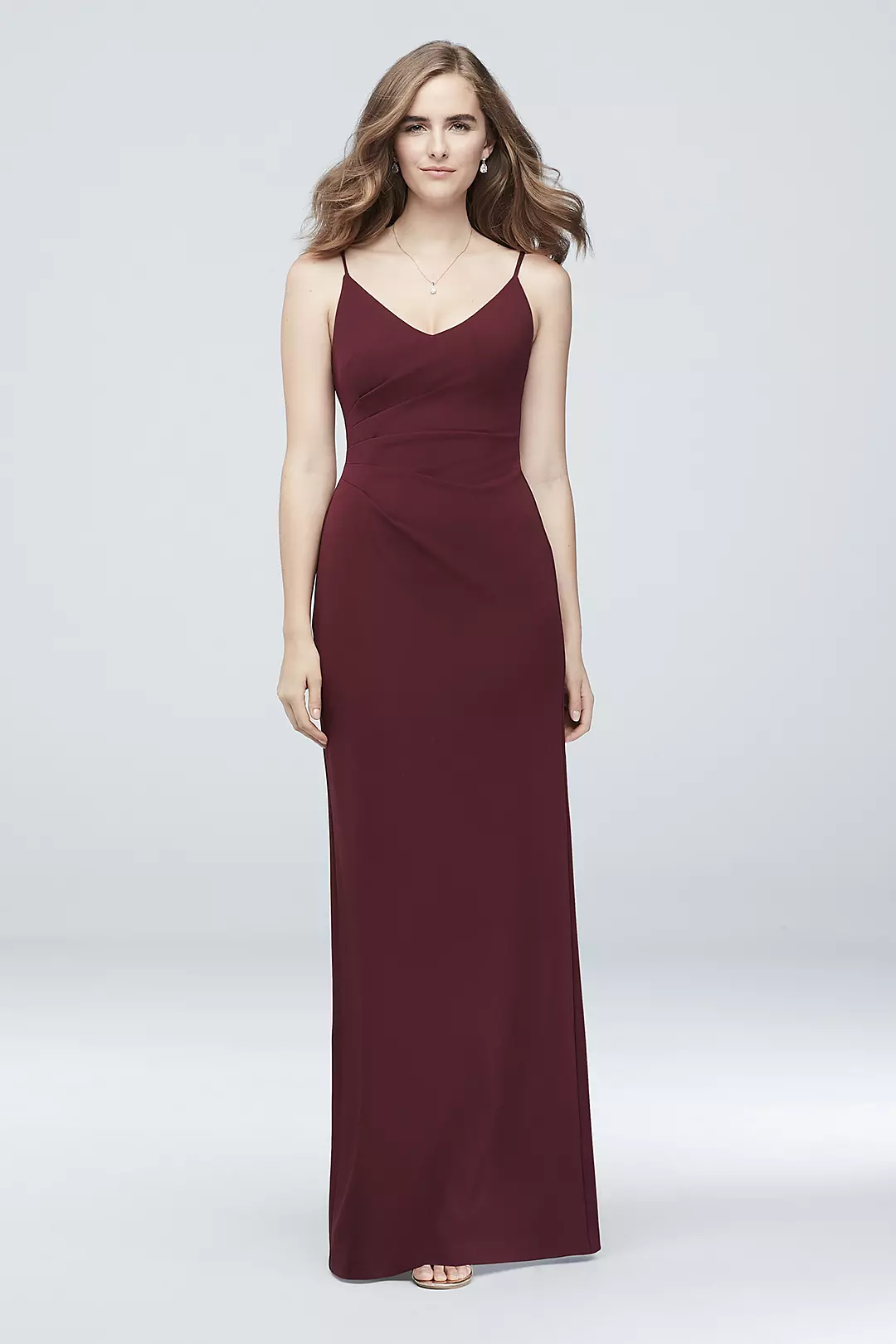 Scoopback Stretch Crepe Sheath Dress with Ruching - Image 9