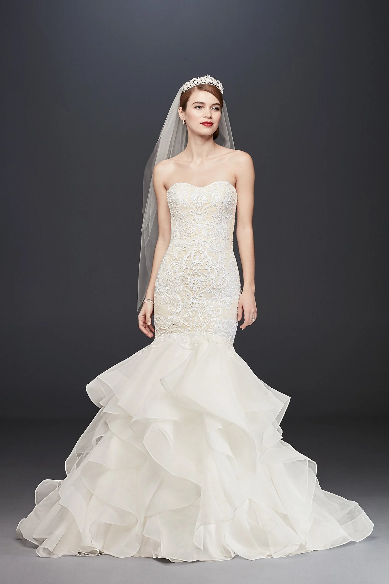 Scroll Lace Trumpet Wedding Dress - Image 29
