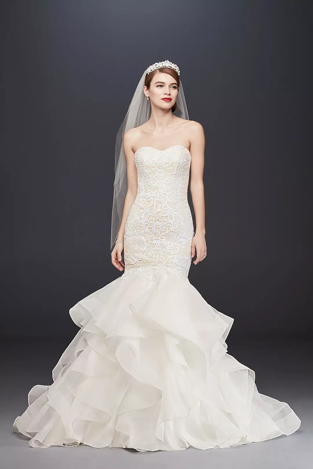 Scroll Lace Trumpet Wedding Dress - Image 37