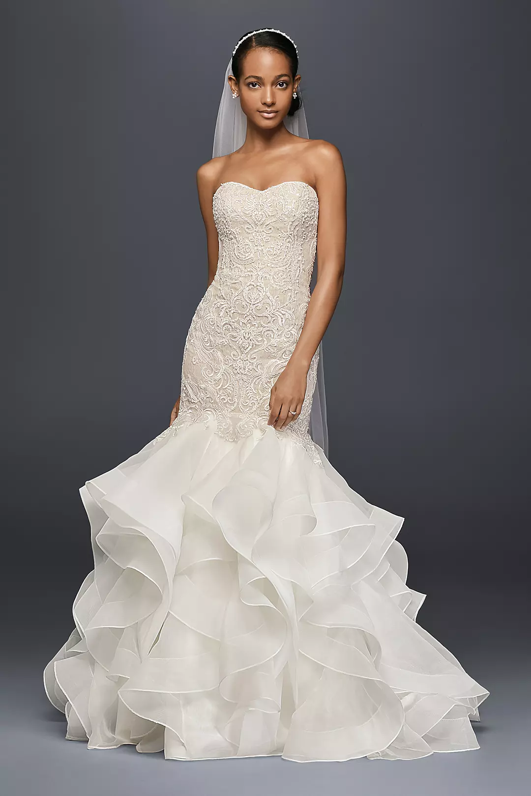 Scroll Lace Trumpet Wedding Dress - Image 5