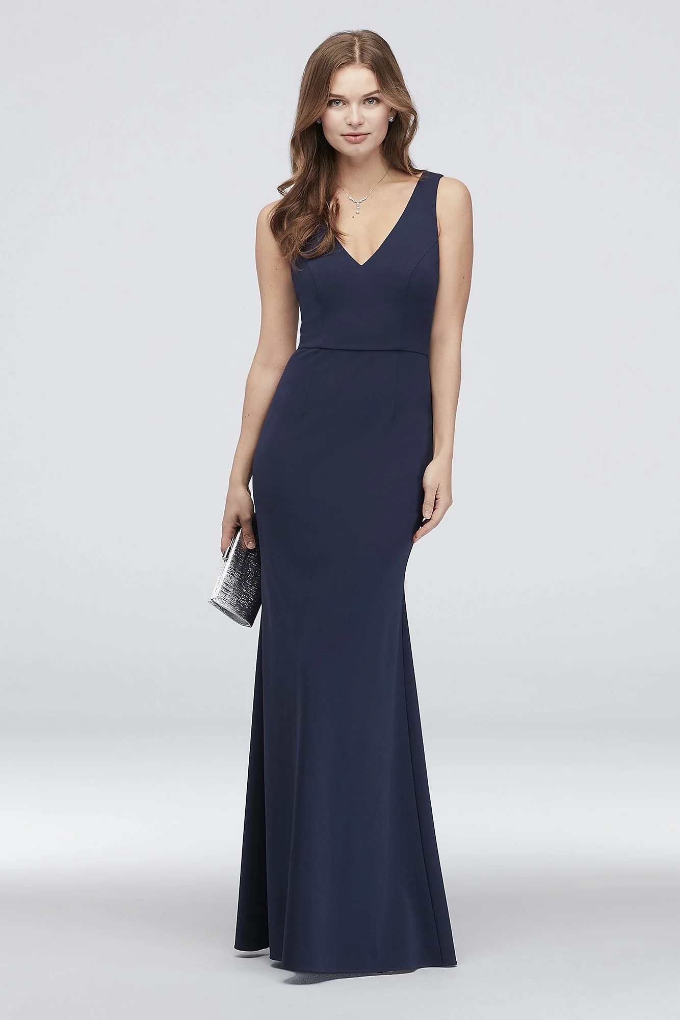 Scuba Crepe Mermaid Dress with V-Back