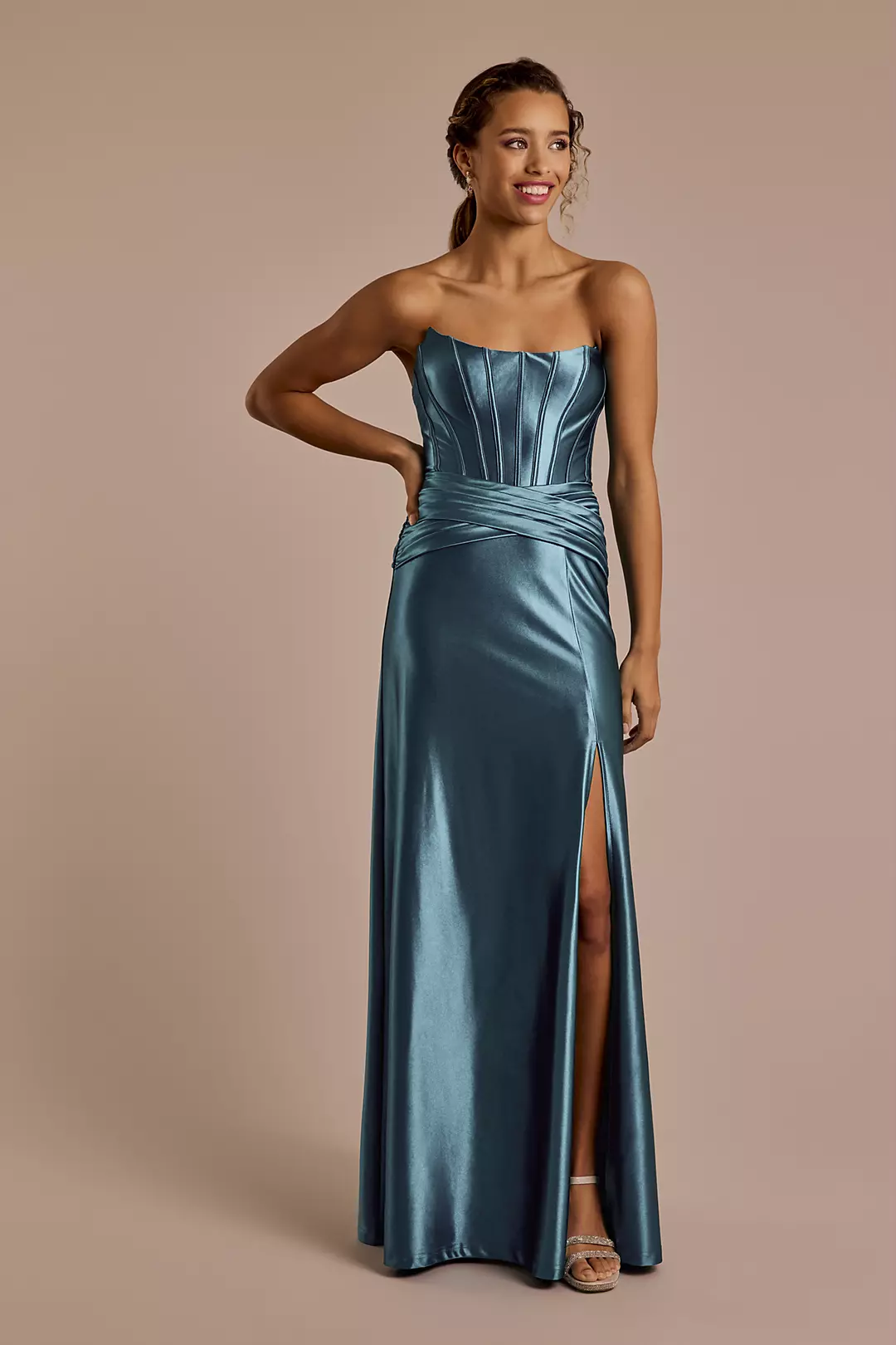 Sculpting Satin Corset Bodice A-Line Dress - Image 2