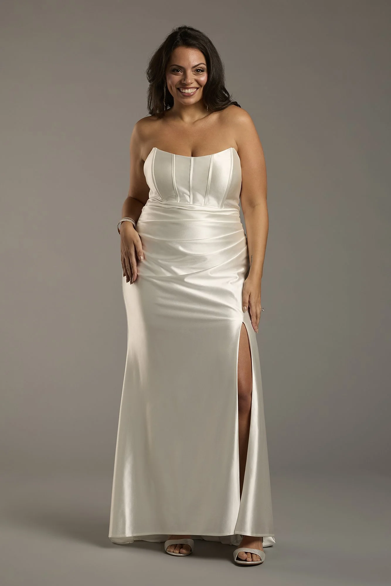 Sculpting Satin Corset Bodice Wedding Dress - Image 3