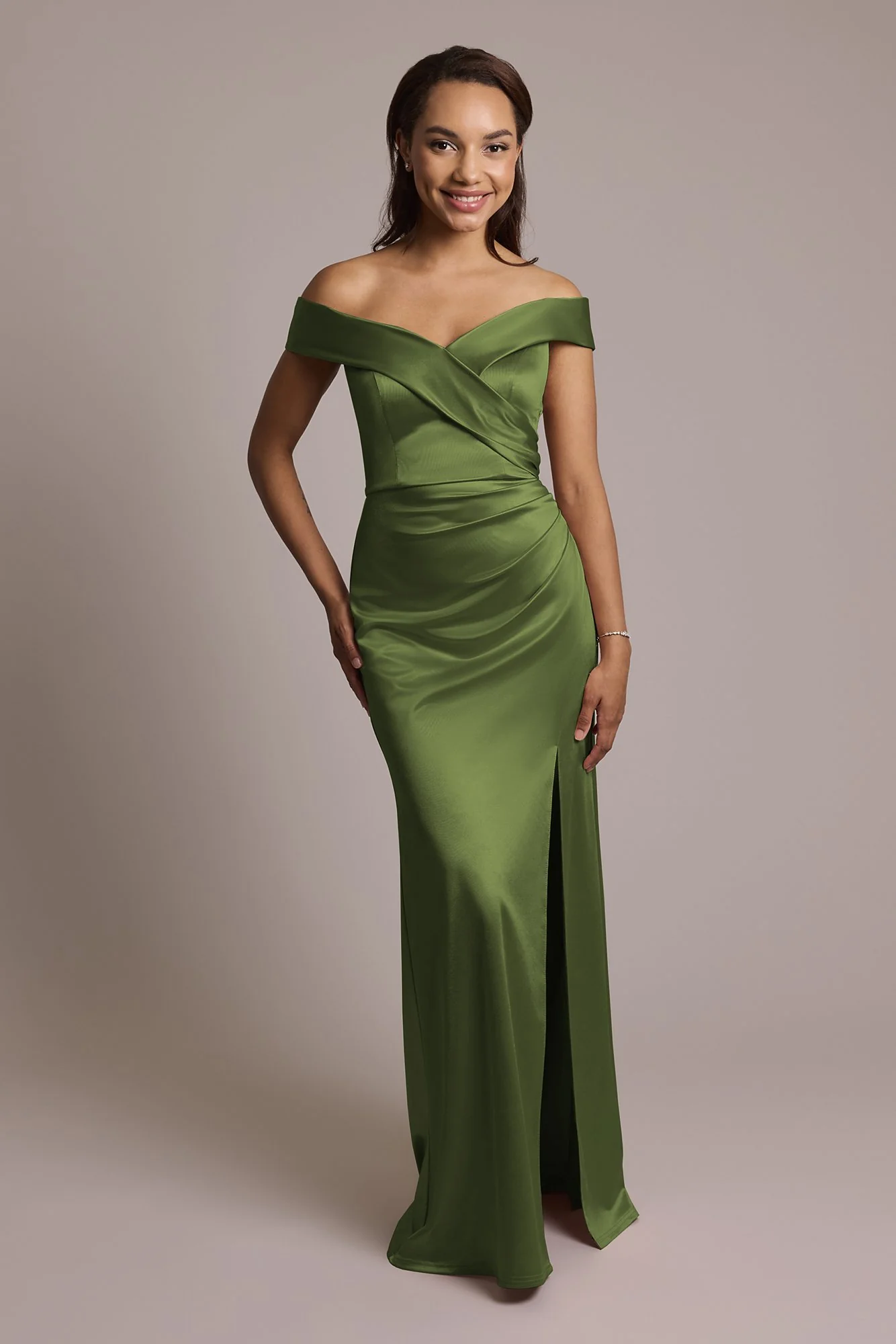 Sculpting Satin Cross-Front Dress - Image 7