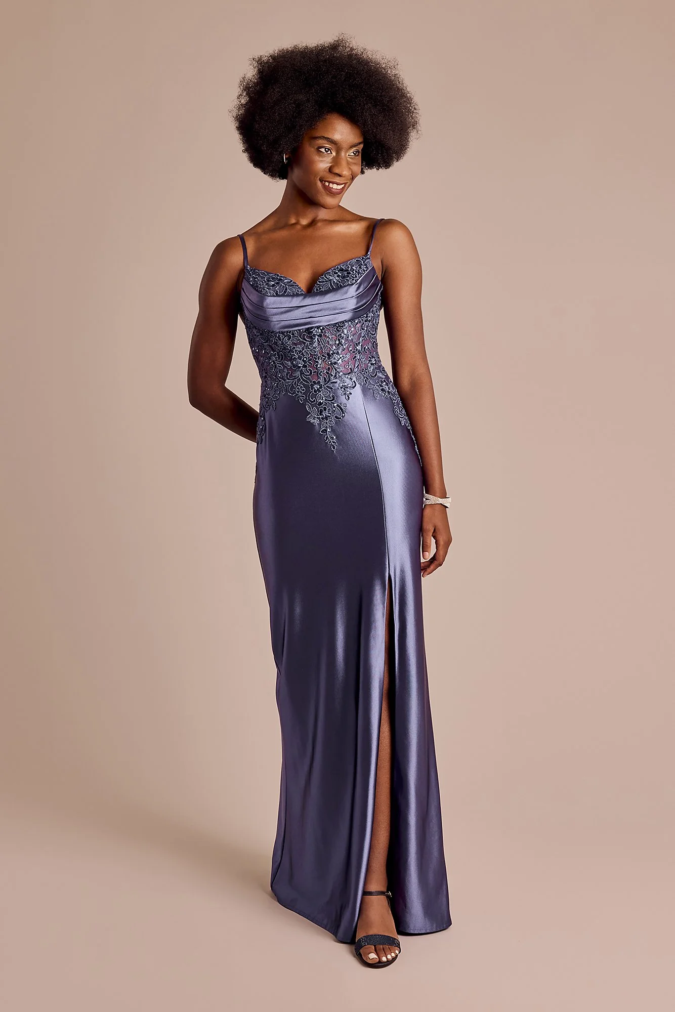 Sculpting Satin Illusion Applique Sheath Dress