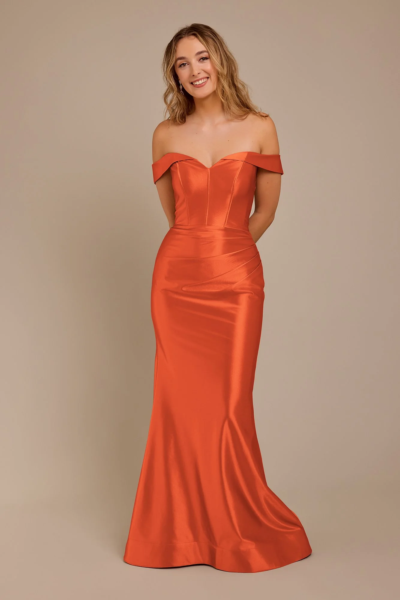 Sculpting Satin Off-the-Shoulder Dress - Image 14