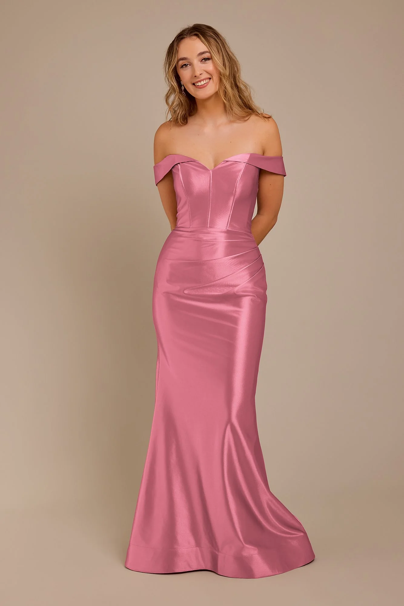 Sculpting Satin Off-the-Shoulder Dress - Image 16