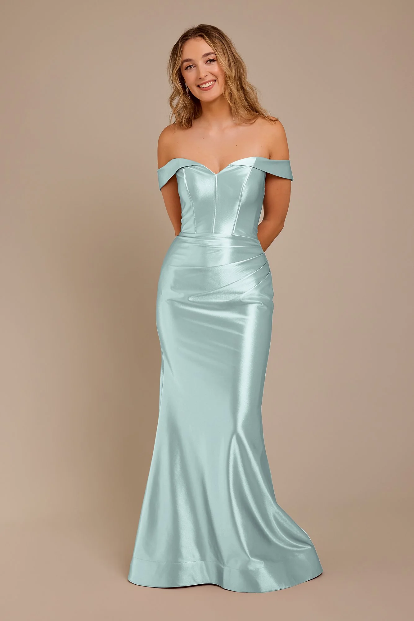 Sculpting Satin Off-the-Shoulder Dress - Image 17