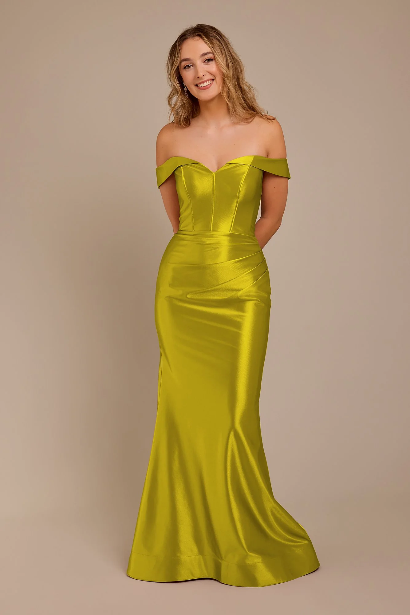 Sculpting Satin Off-the-Shoulder Dress - Image 23