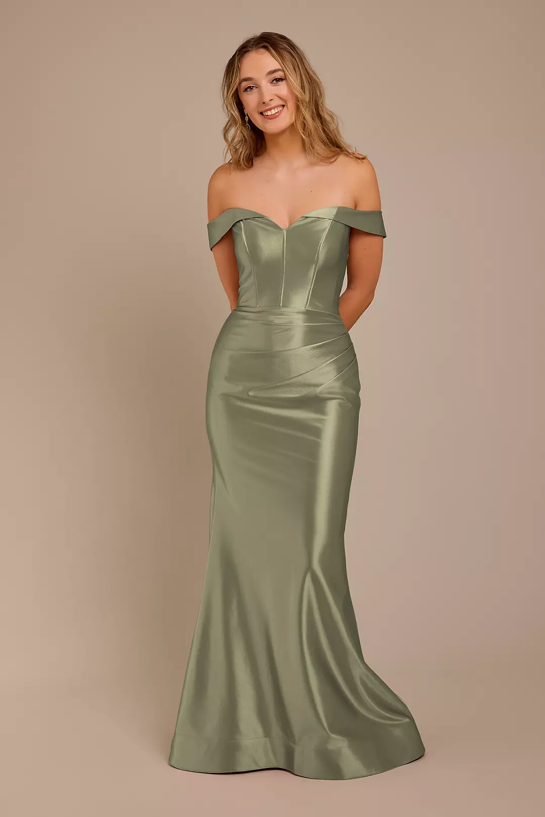 Sculpting Satin Off-the-Shoulder Dress - Image 27