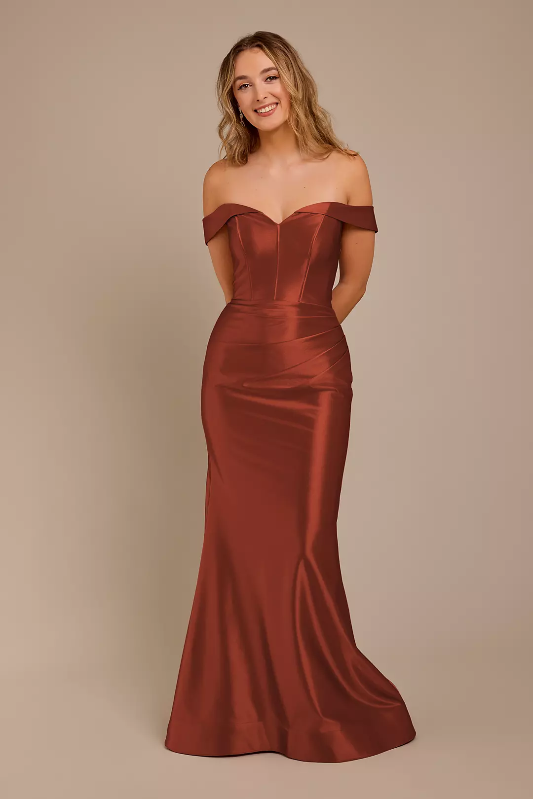 Sculpting Satin Off-the-Shoulder Dress - Image 28