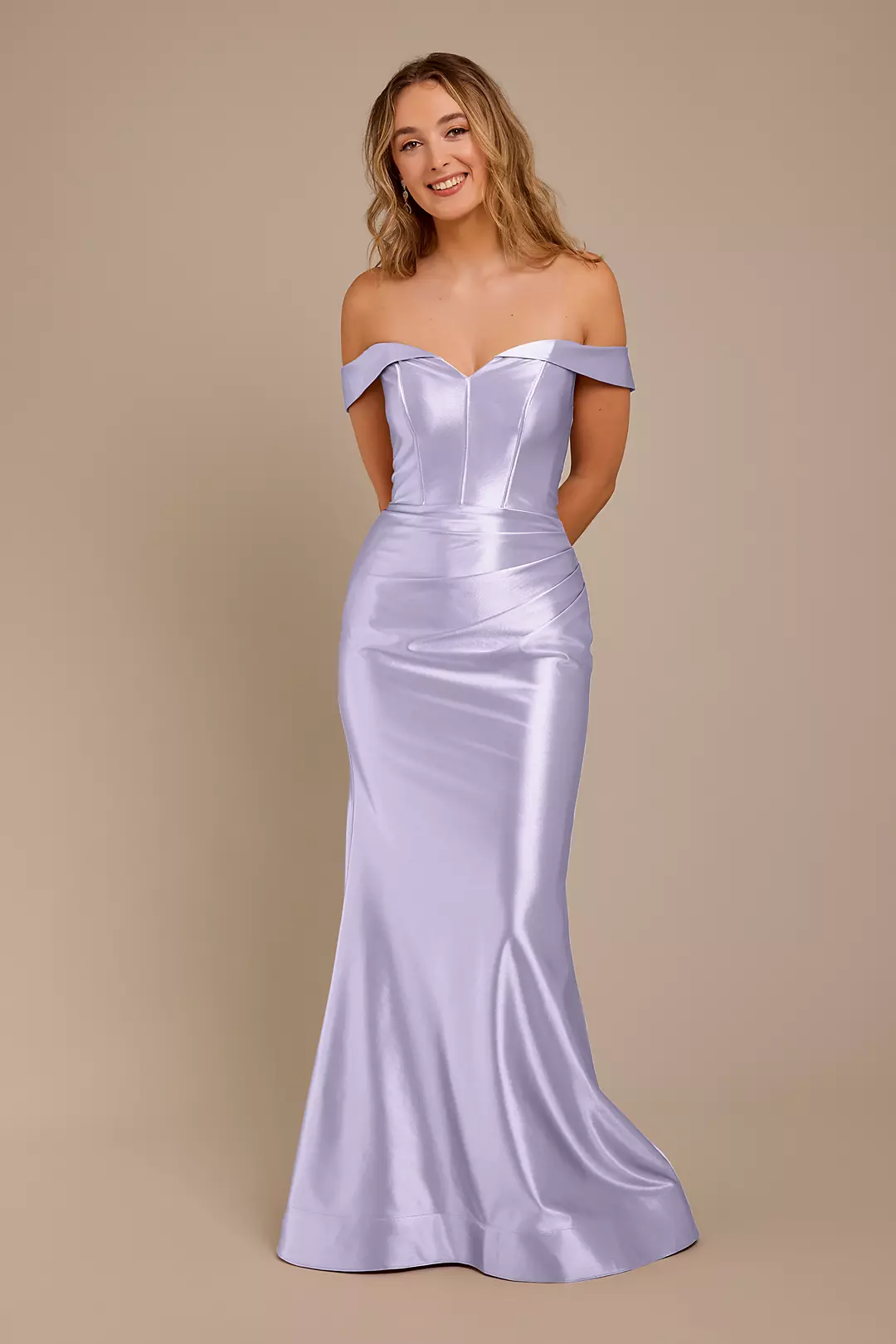 Sculpting Satin Off-the-Shoulder Dress - Image 29