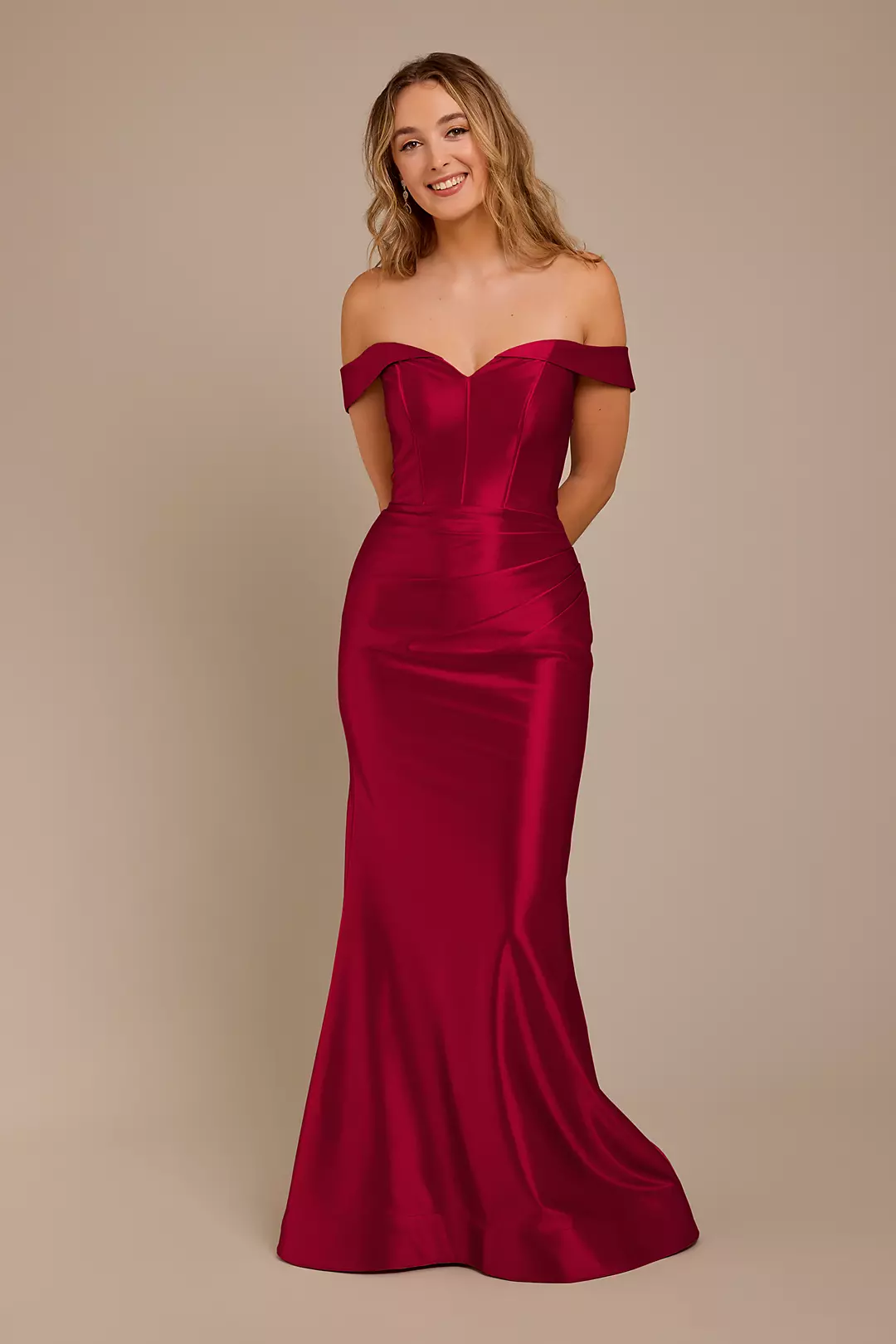 Sculpting Satin Off-the-Shoulder Dress - Image 34