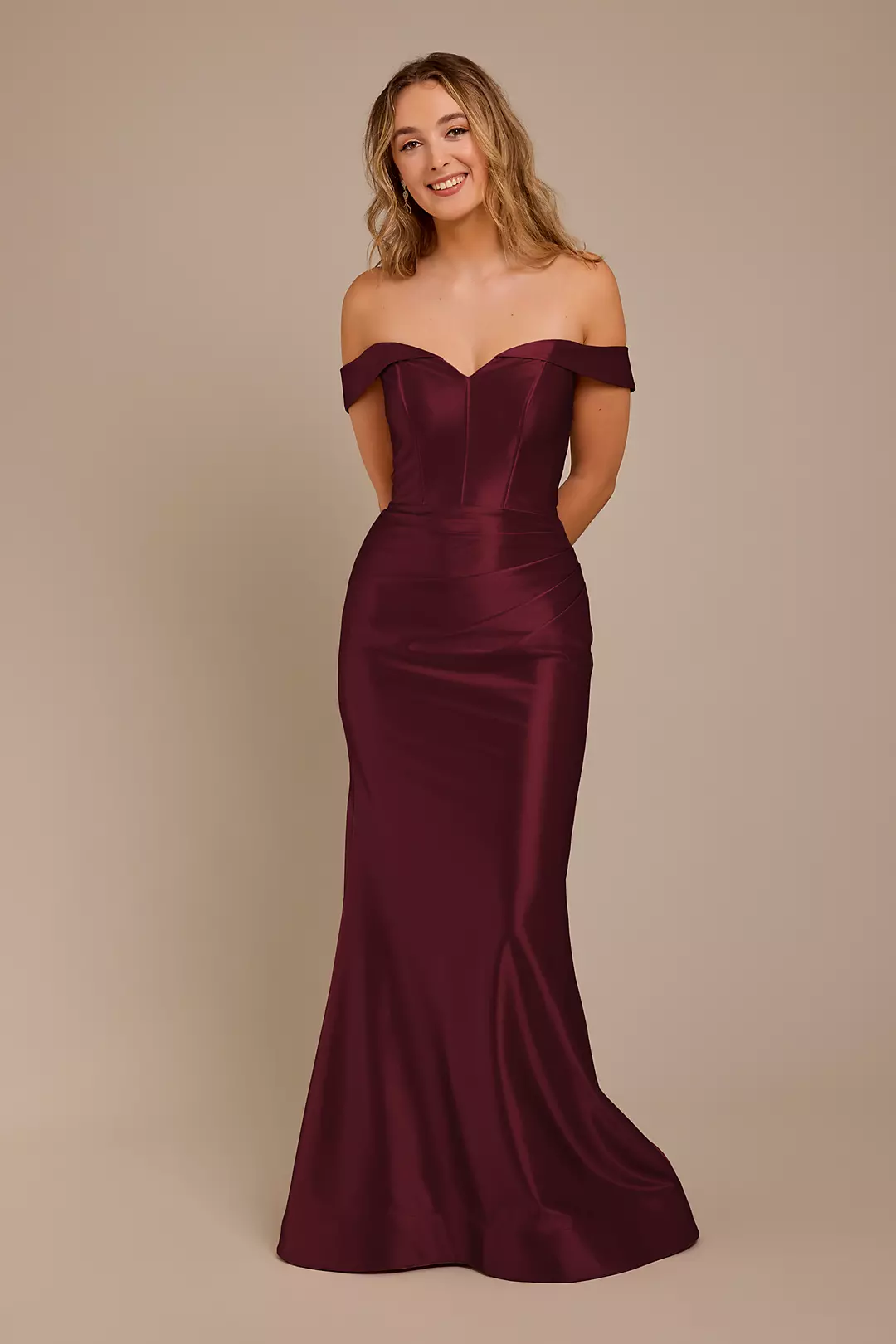 Sculpting Satin Off-the-Shoulder Dress - Image 35