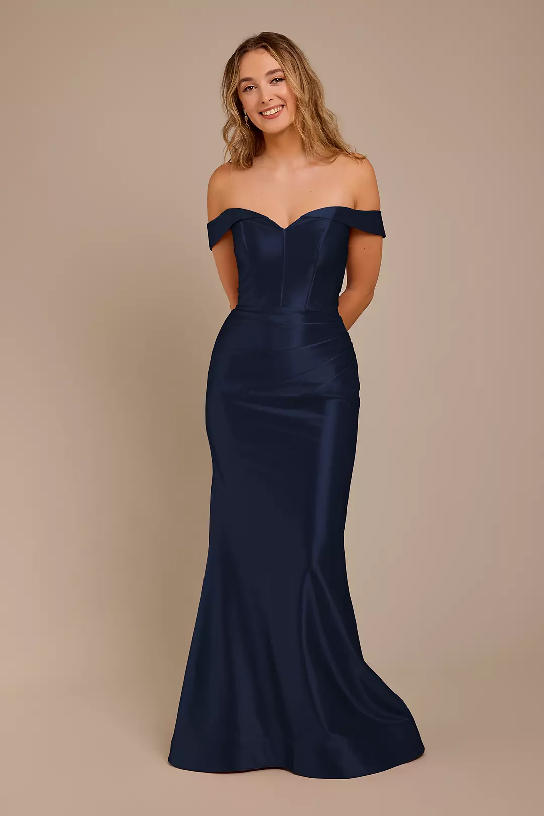 Sculpting Satin Off-the-Shoulder Dress - Image 38