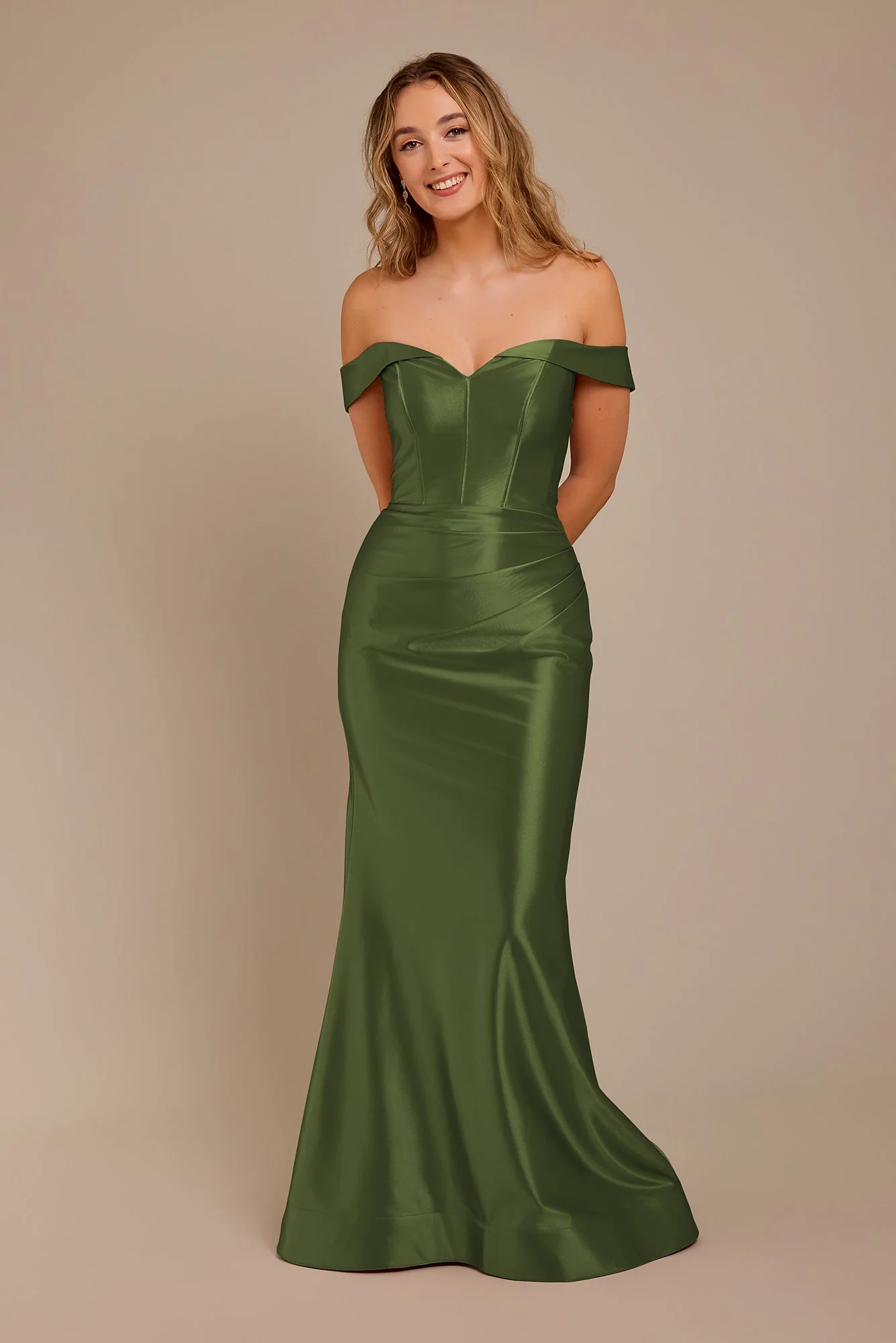 Sculpting Satin Off-the-Shoulder Dress - Image 4