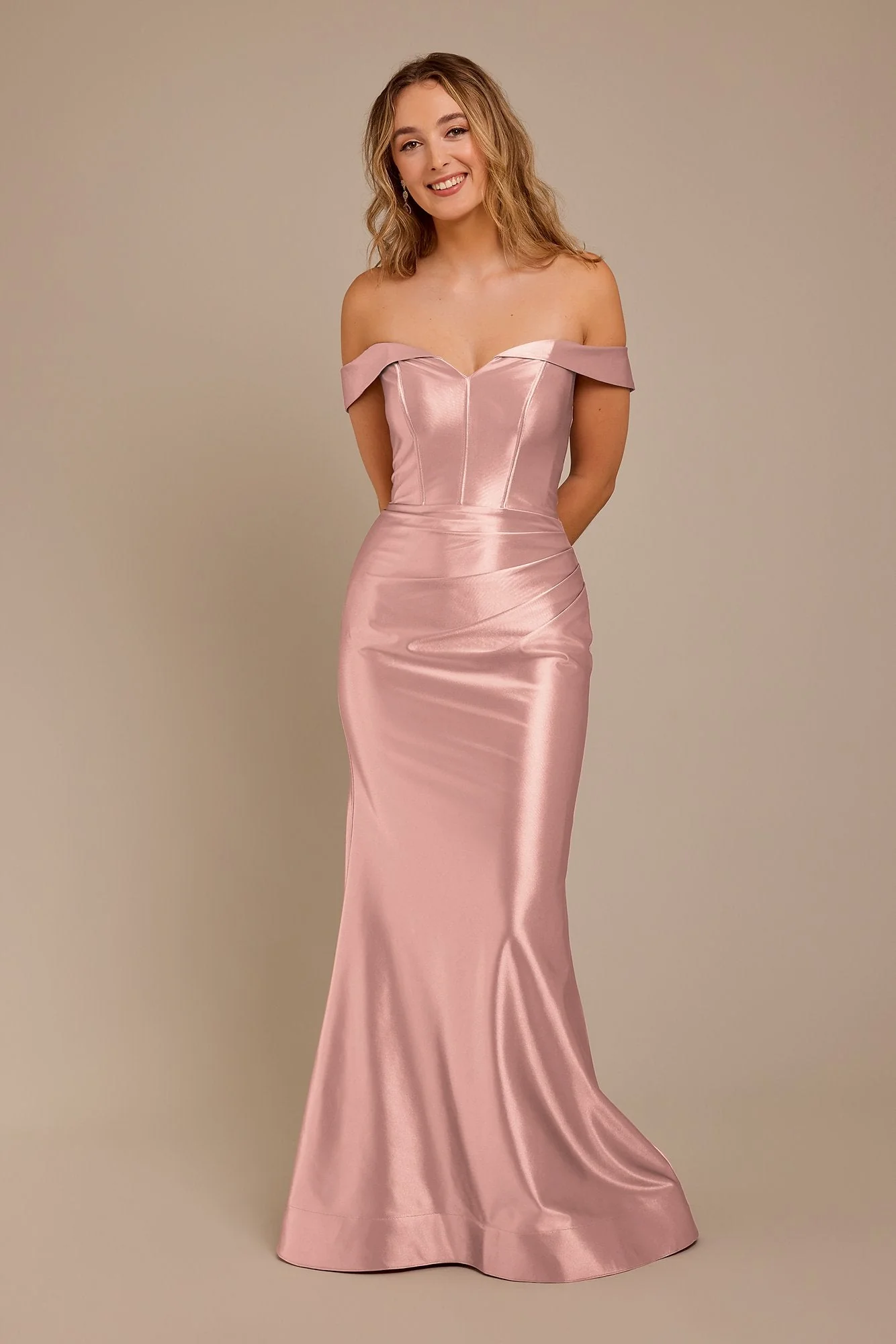 Sculpting Satin Off-the-Shoulder Dress - Image 50