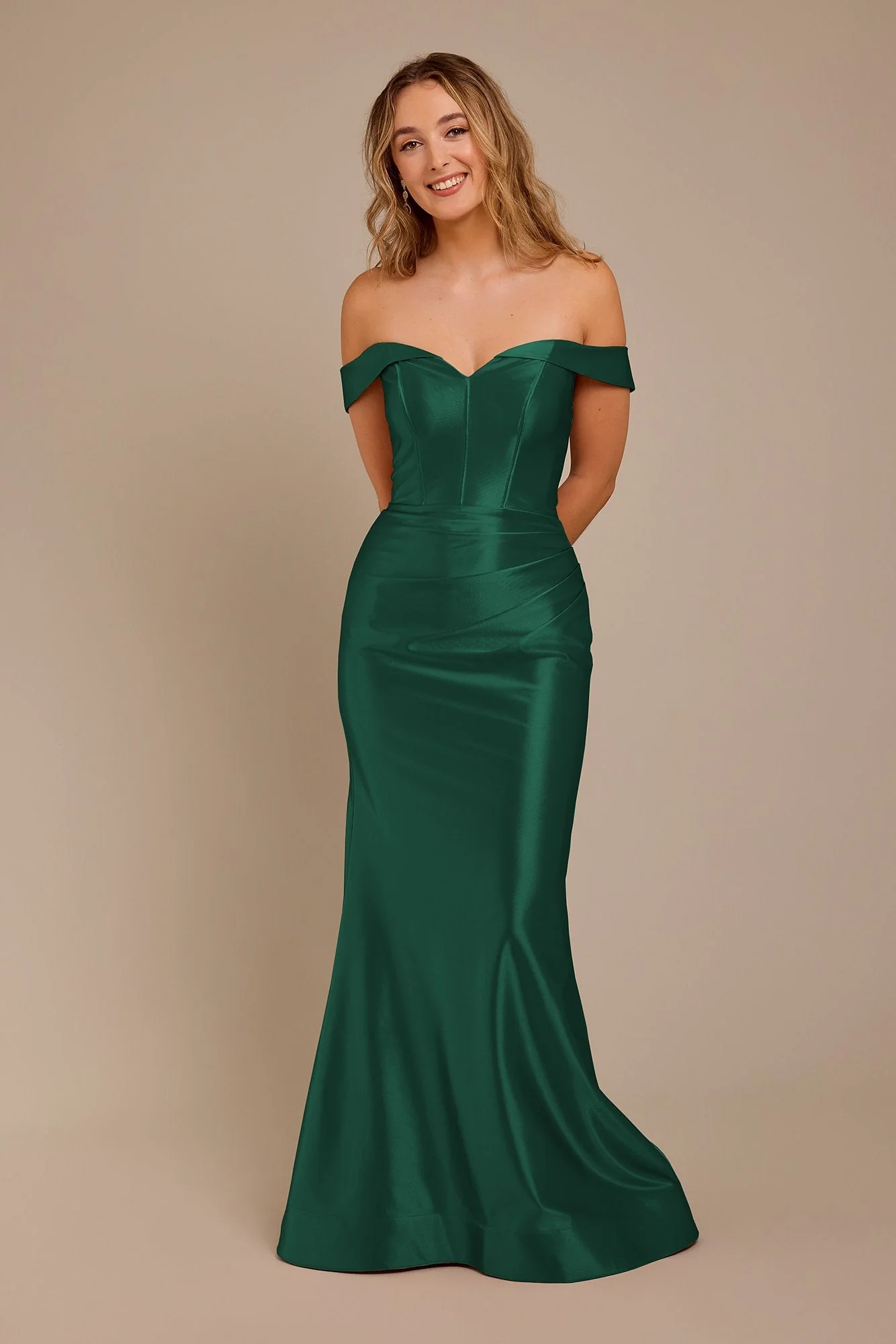 Sculpting Satin Off-the-Shoulder Dress - Image 51
