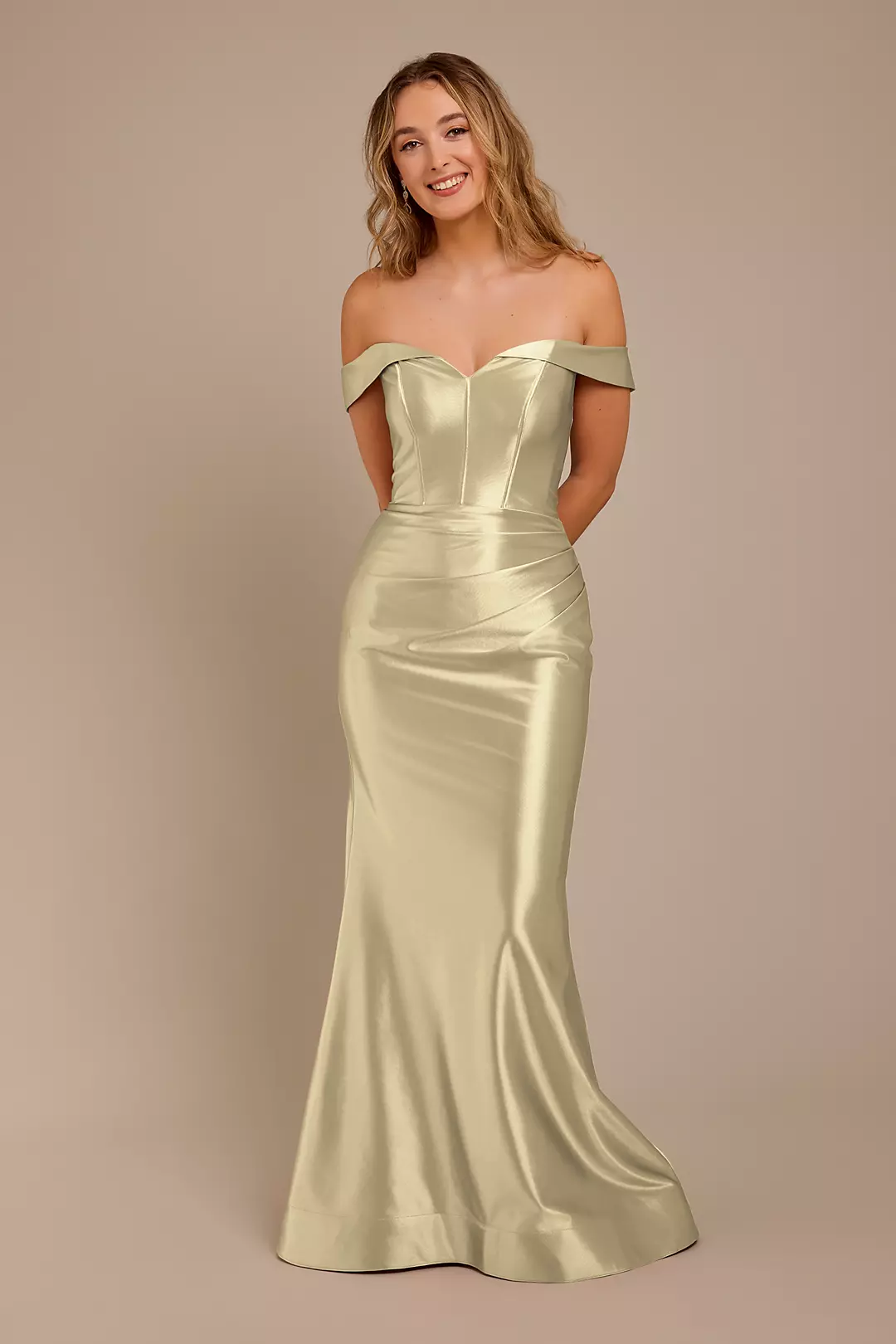Sculpting Satin Off-the-Shoulder Dress - Image 52