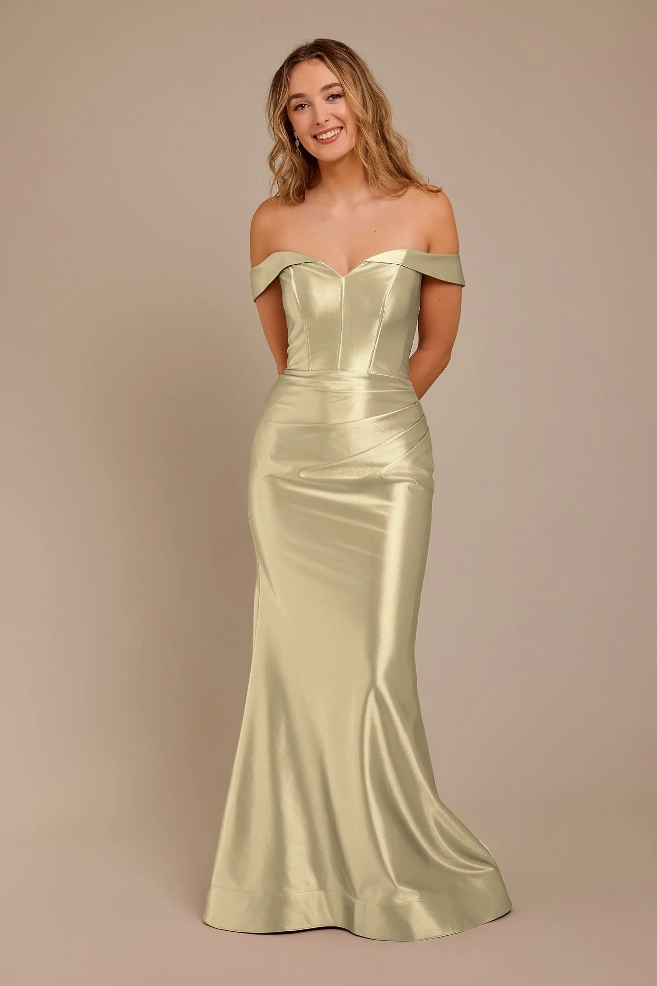 Sculpting Satin Off-the-Shoulder Dress - Image 53