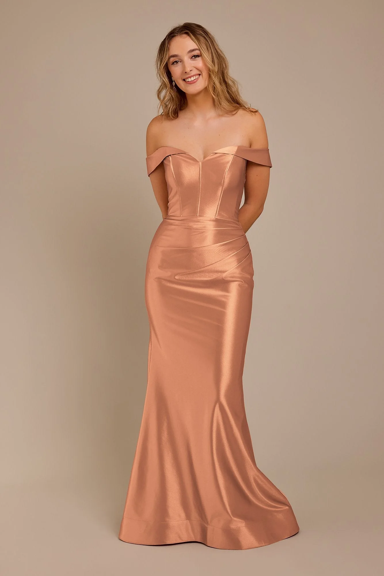 Sculpting Satin Off-the-Shoulder Dress - Image 57