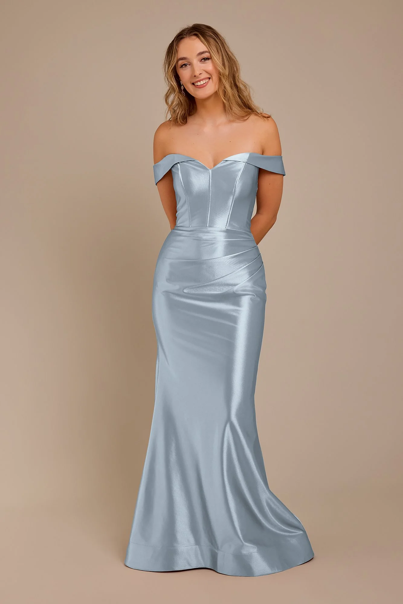 Sculpting Satin Off-the-Shoulder Dress - Image 8