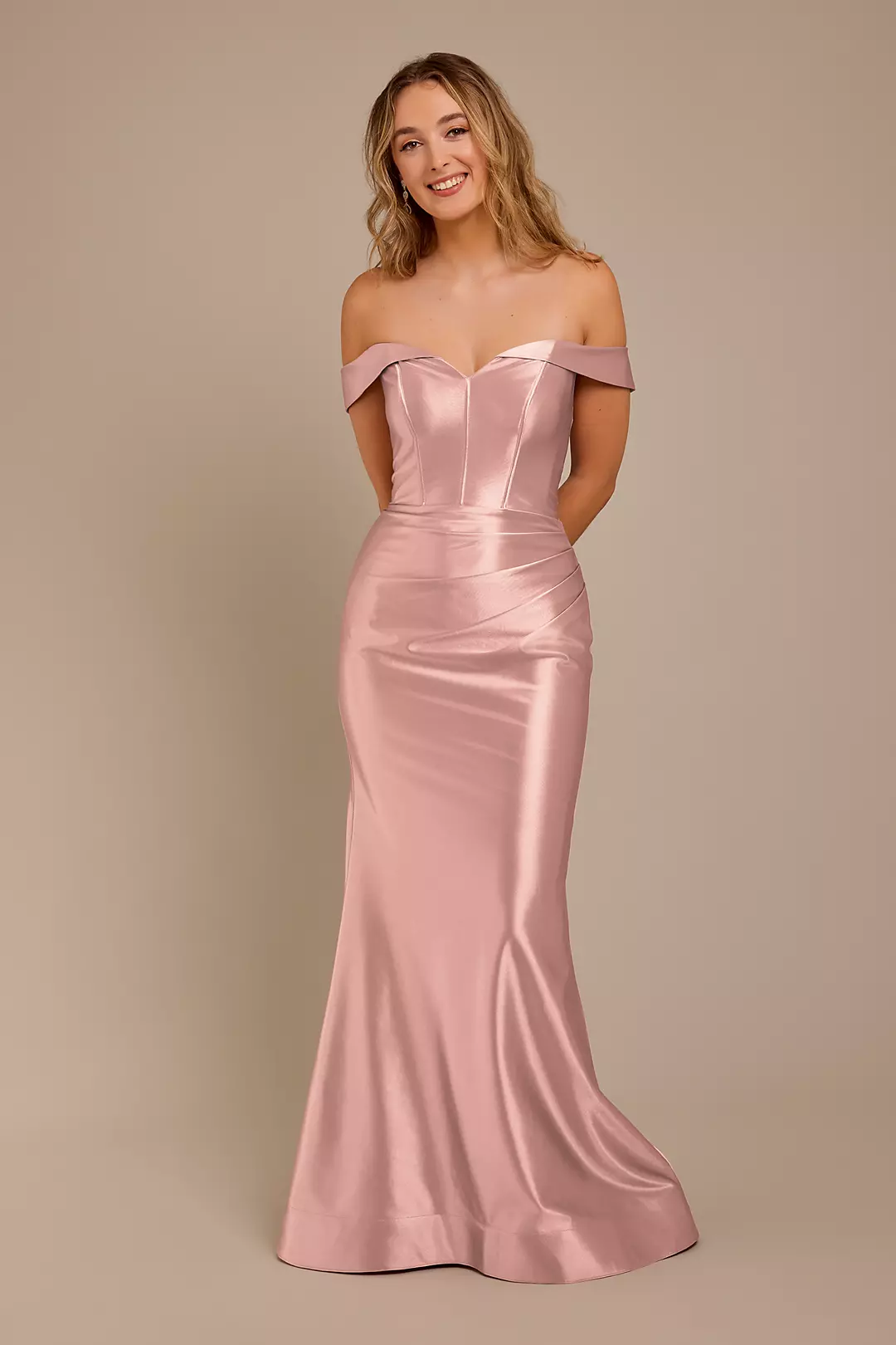 Sculpting Satin Off-the-Shoulder Dress - Image 87
